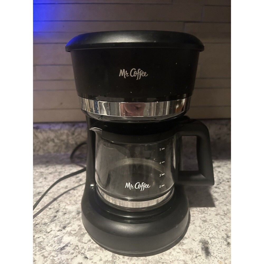 Mr. Coffee 5-Cup Black Filter Coffee Maker with Carafe works
